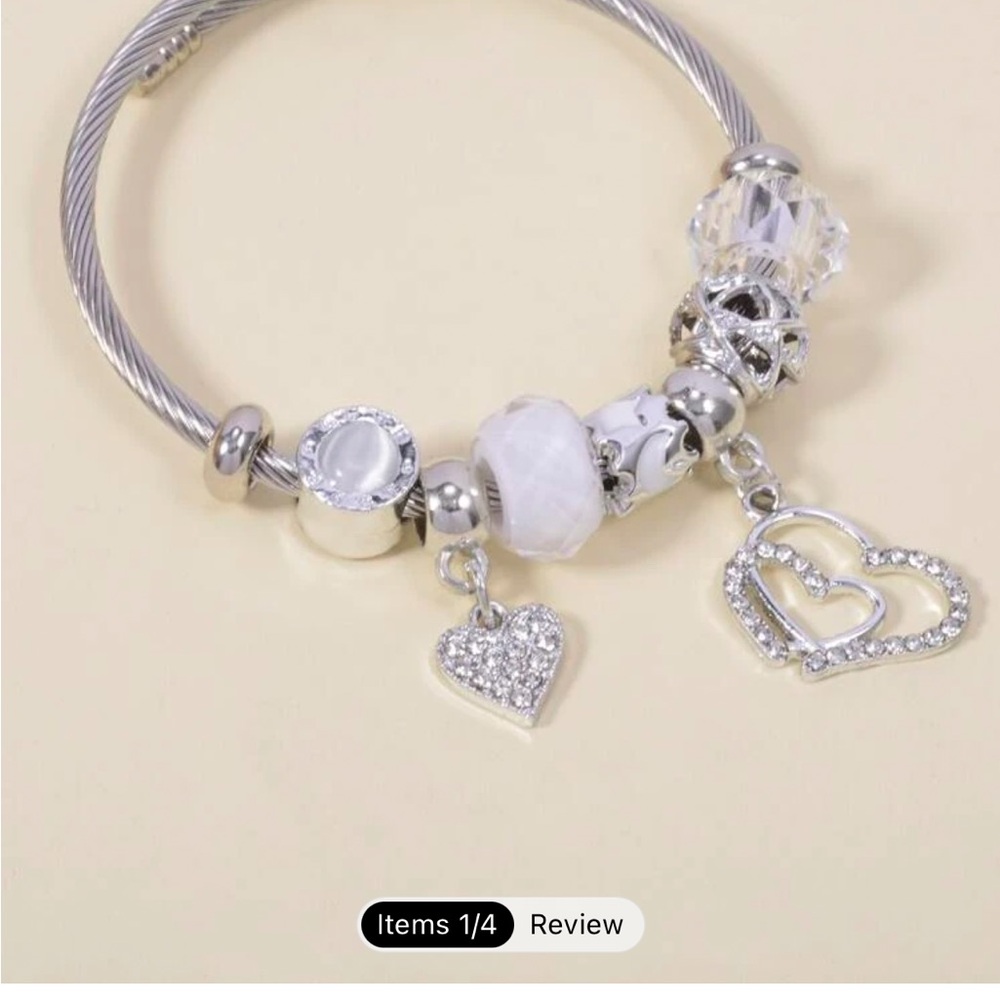 Silver Heart Charm Bracelet